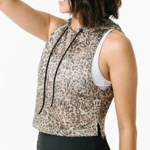 ZYIA Leopard Crop Hoodie Cheetah Gold Shimmer
